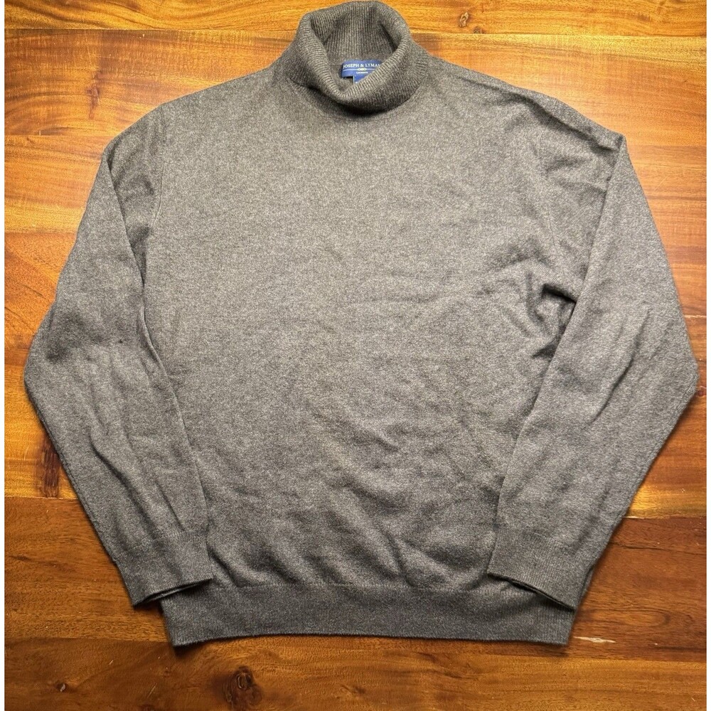 Joseph & Lyman 100% Cashmere Turtleneck Sweater Mens XL Gray Solid Soft Luxury
